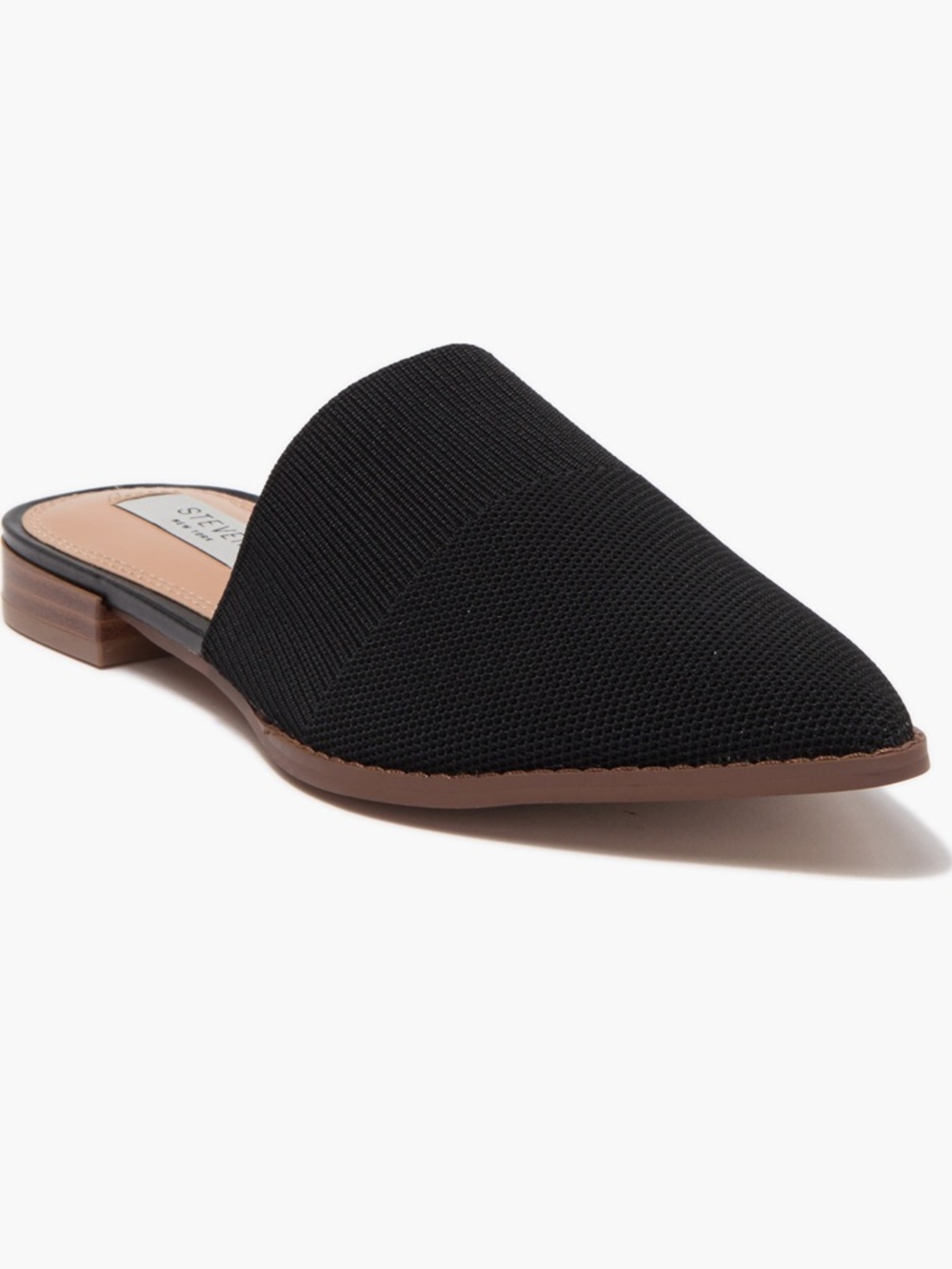 NWT STEVEN New York Black Knit Mule Slip-On Flats Size 8